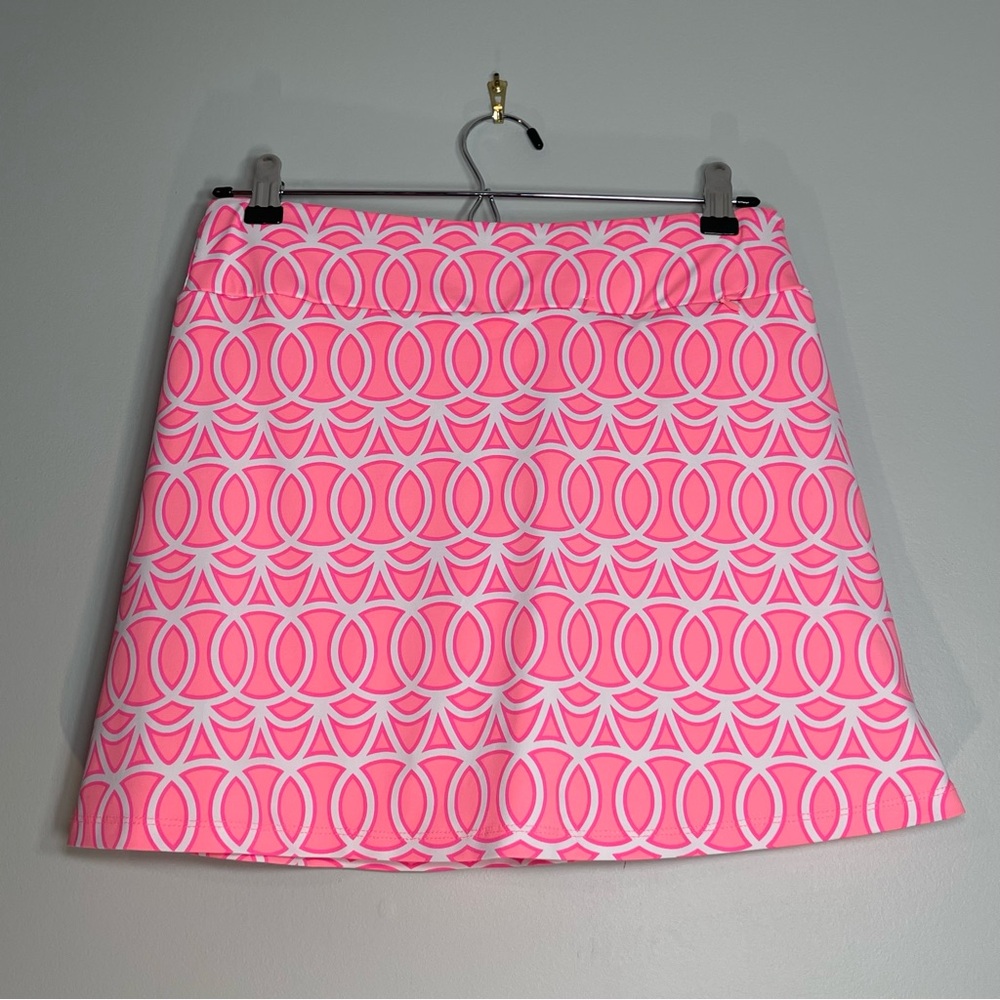 LULU B Women's Athletic Pickelball Tennis Skort Bright Pink Geometric Size XS - Picture 2 of 9